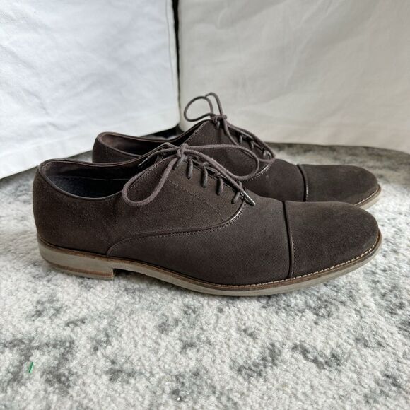 John Varvatos Dark Brown Suede Cap Toe Lace Tie Rubber Sole Oxford Shoe 10.5 main image 5